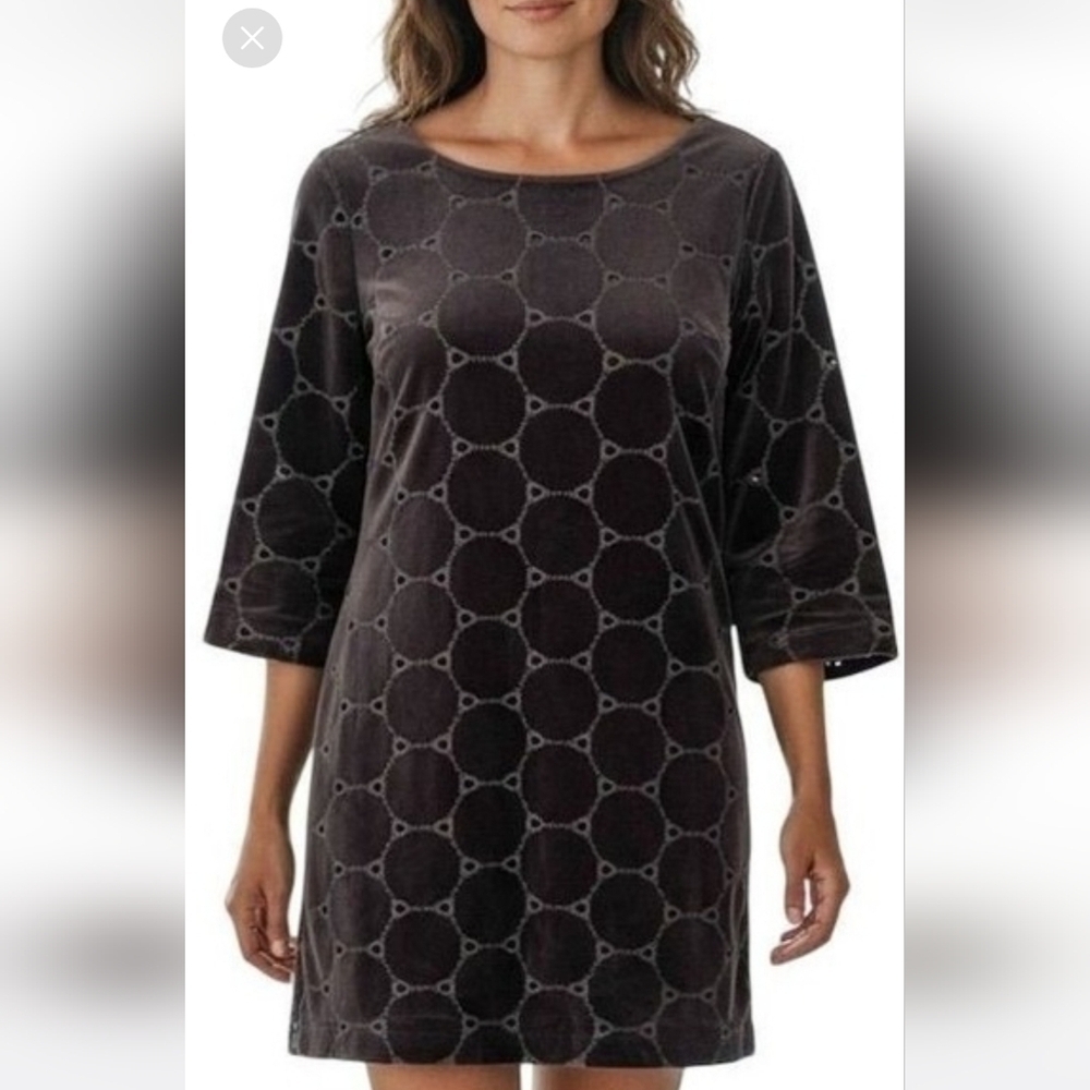 Boden Black Circle Velvet Sheath Lined Dress 4L US Lined
